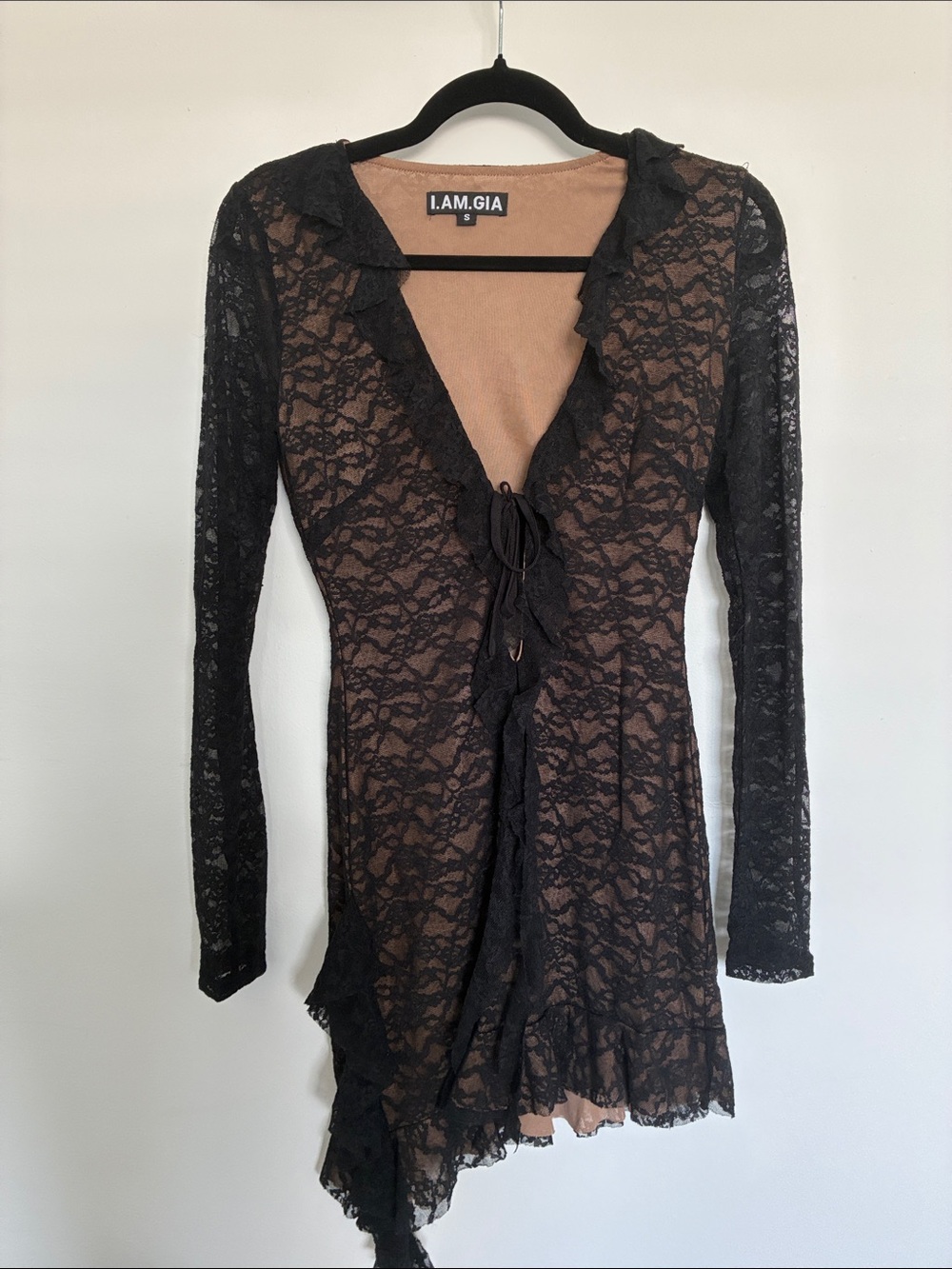 I.AM.GIA Black Lace Chemise with Nude Lining